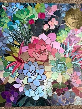 Galison Succulent Mosaic 500 Piece Foil Puzzle - Multi-Color